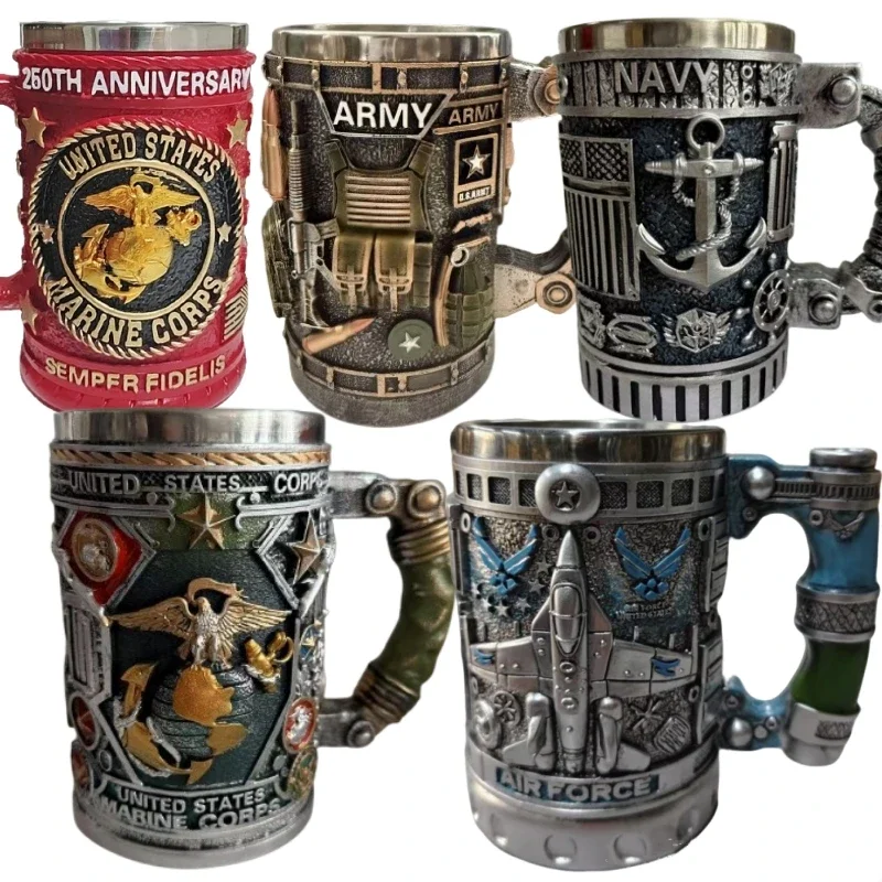 Wine Beer Coffee - 1個 ネイビーカップ 空軍アンカー プレーン ワインマグ レジン