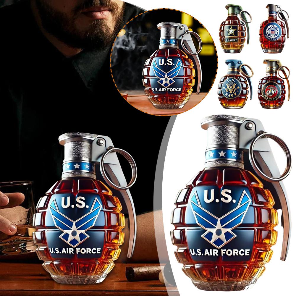 Wine Beer Spirits - ウイスキーデカンターボトル 高ホウケイ酸ガラス手榴弾型 気密コルク付き 耐久性のあるホームバー用品 スコッチ/ワイン/酒用