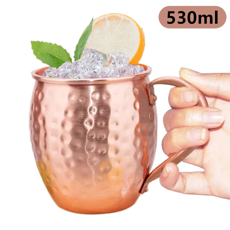 Wine Beer Coffee - 【F】530ml 100%銅製 モスクワミュールマグ カクテルワインカップ 槌目銅製ビールマグ コーヒーマグ