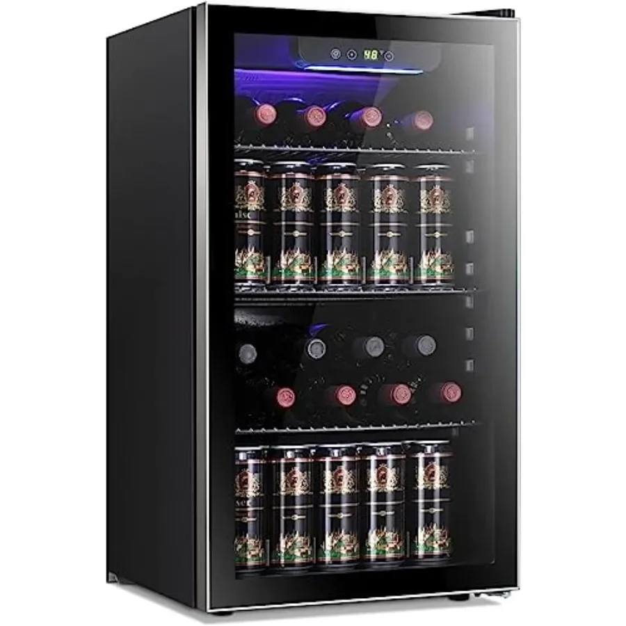 Wine Mix With Beer - 26本収納 130缶収納 ワインクーラー/キャビネット 飲料冷蔵庫 ミニワインセラー ビール/ソーダ用