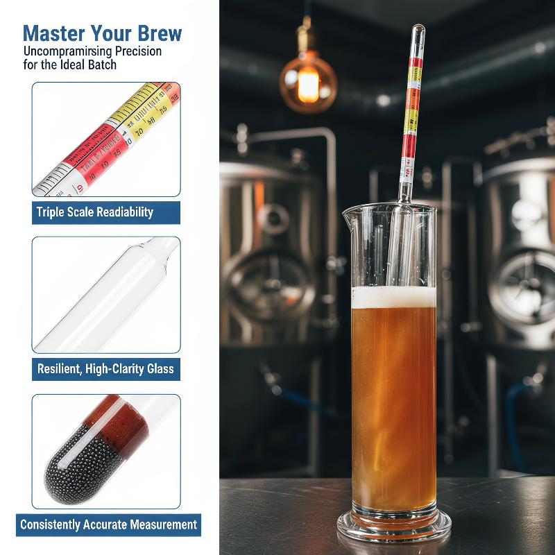 Wine Beer Cider - 1個入り 3スケール比重計 ワイン、ビール、サイダー、アルコール測定用 ホームブリューツール
