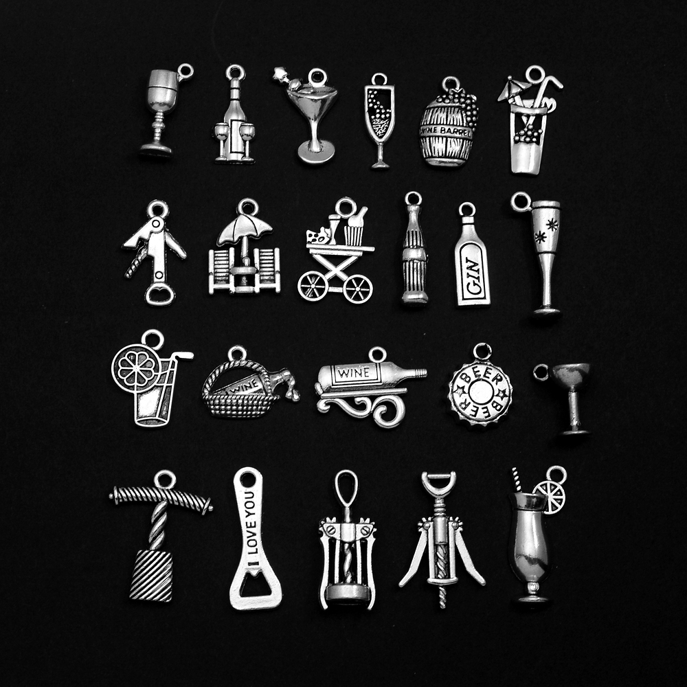 Wine Beer Making Supplies - ヴィンテージワインジュースオープナー,ビーチチェア用ペンダント,DIYジュエリー作り,用品,アクセサリー,10個,30個セット