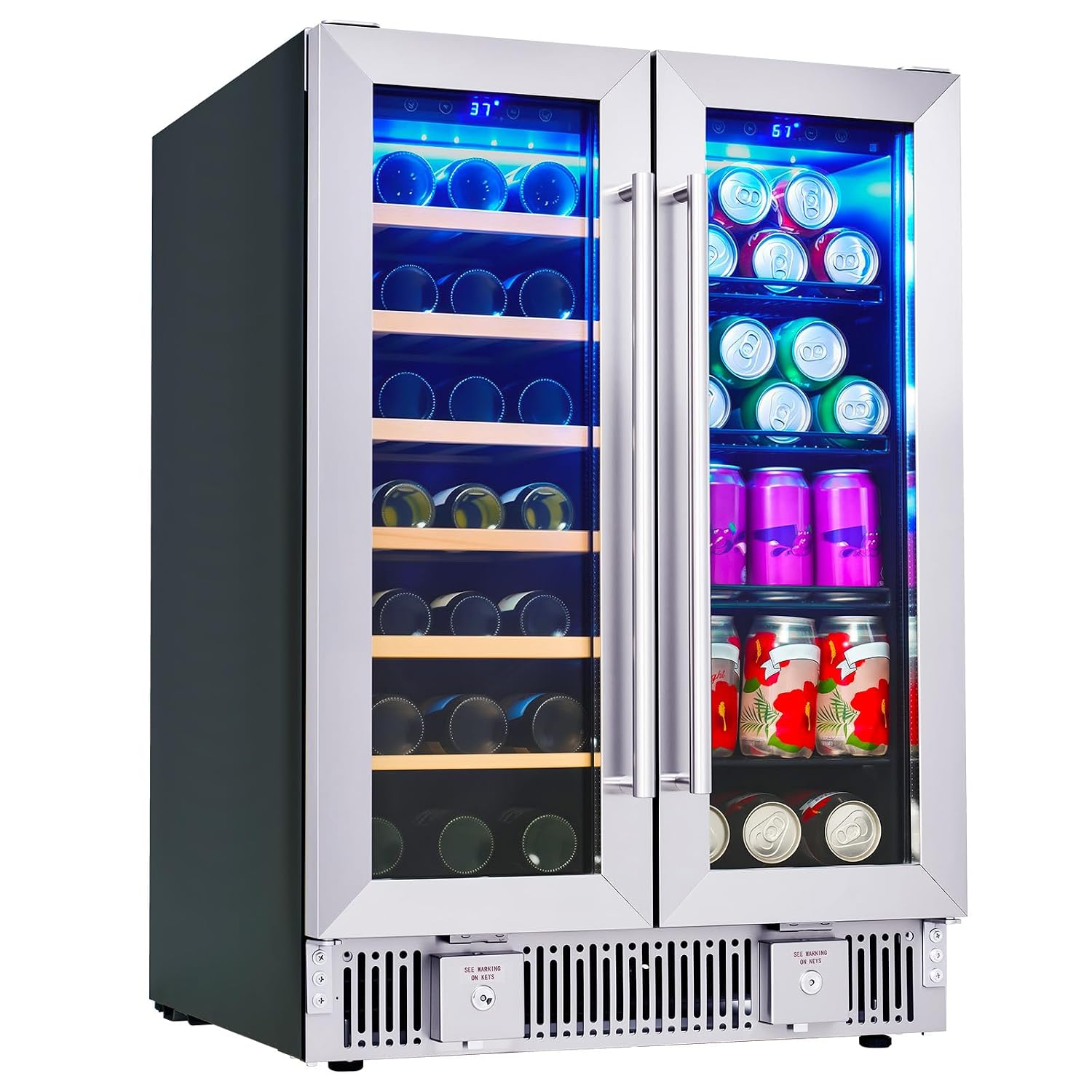 飲料用冷蔵庫、24インチデュアルゾーンワイン・ビール冷蔵庫（ - Wine Beer Dual Zone のレビューと価格