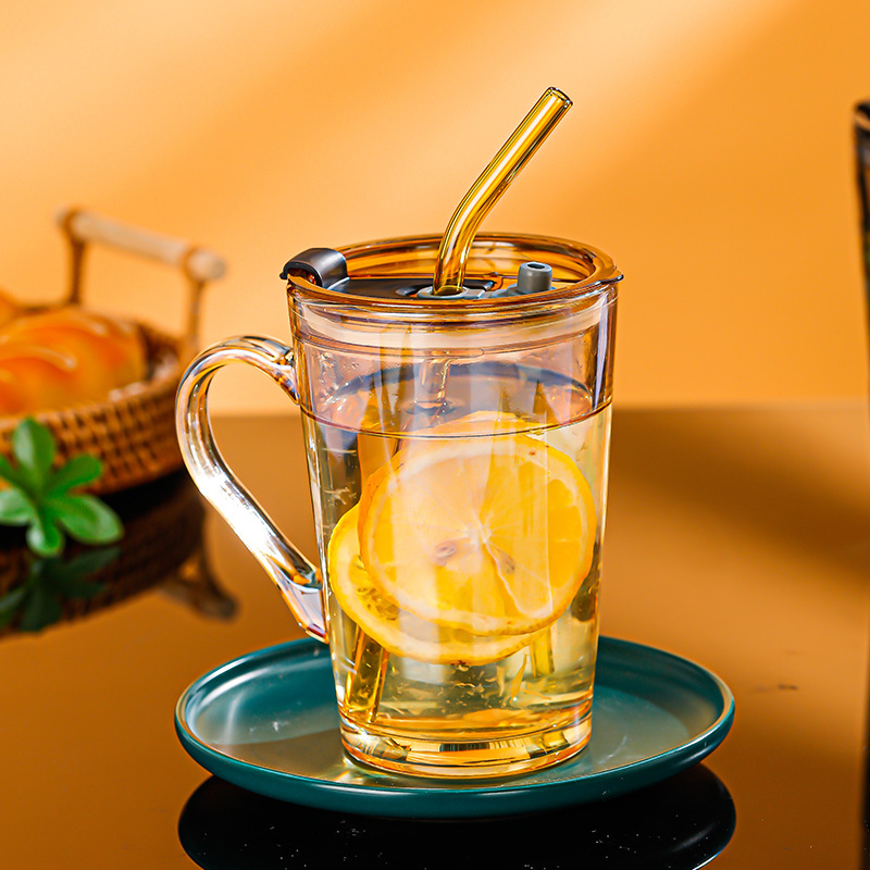 450mlガラス製コーヒーカップ（蓋とストロー付き）、取っ手 - Wine Beer Spirits のレビューと価格