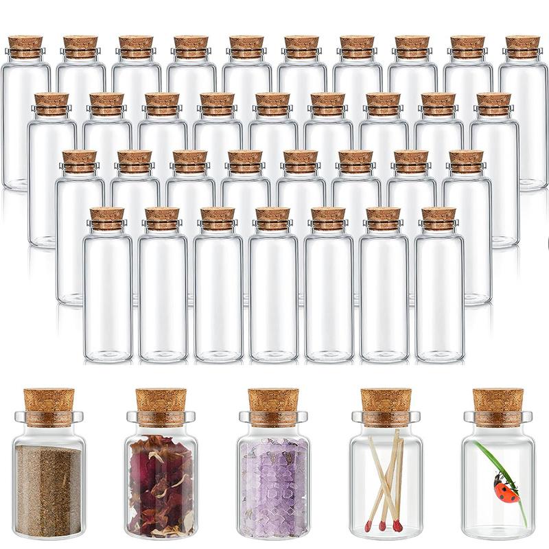 10個の小さなガラス瓶,透明なコルクストッパー付き,ミニウェ - Bottle Stopper Set のレビューと価格