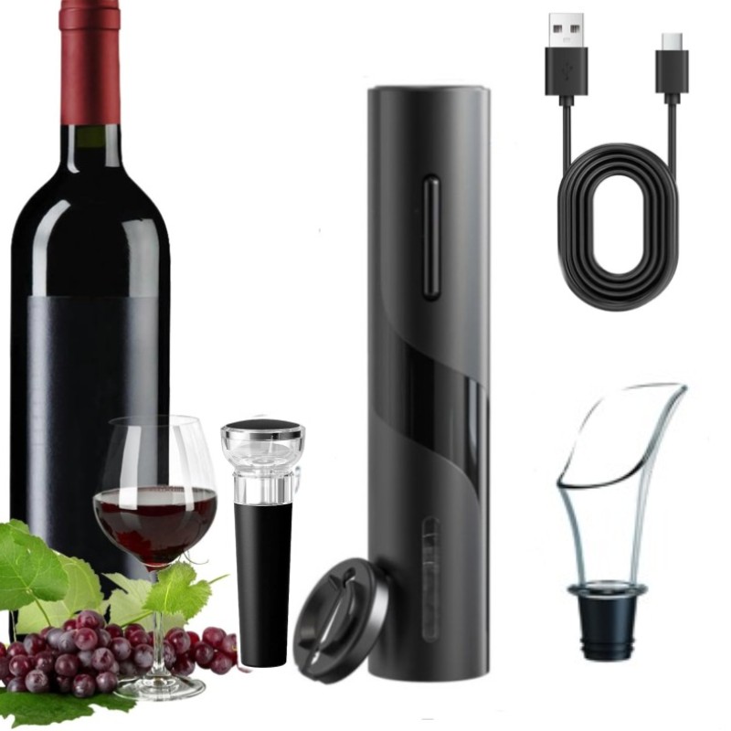 充電式多機能電動自動コークスクリューワインオープナーセットワ - Bottle Stopper Set のレビューと価格