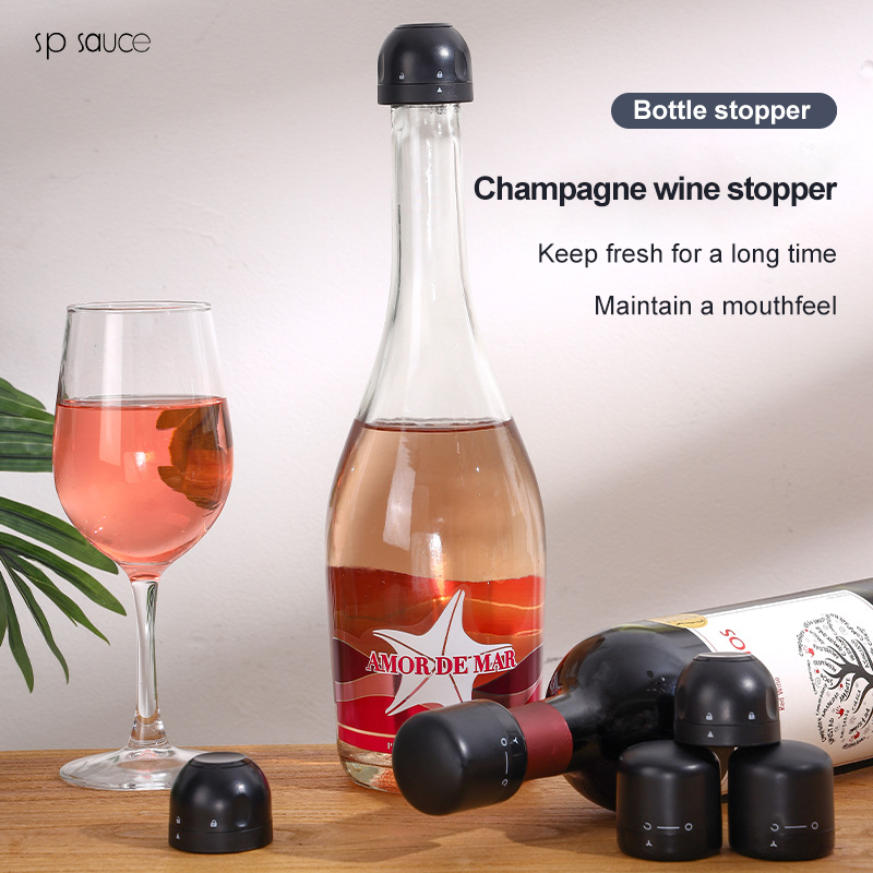 ワインシャンパンストッパーキャップ,黒家庭用キッチンシール用 - Bottle Stopper Set のレビューと価格